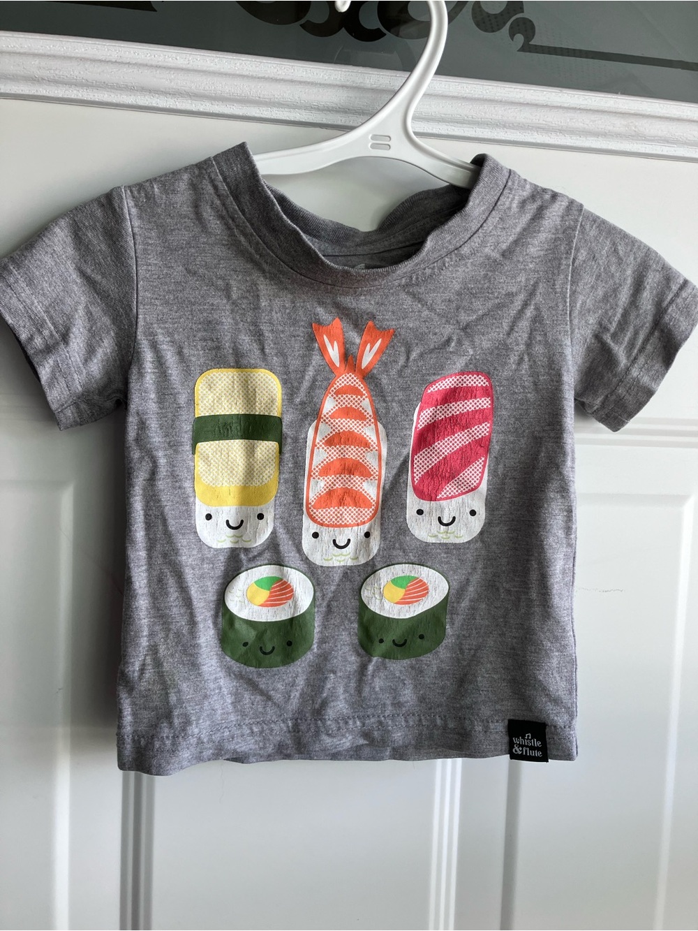 Whistle & flute grey sushi sashimi tshirt 12-18 months